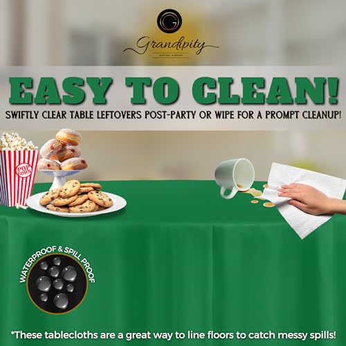 Image of Grandipty Plastic Table Cloth Disposable 12 Pack 84 inch Round Green | Plastic table covers, durable disposable tablecloths, fade and tear-resistent table cover for party, event