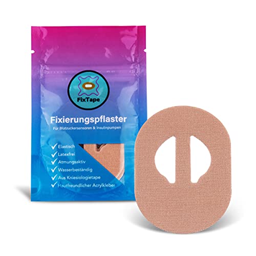 FixTape cinta transpirable para sensor Medtronic Enlite I Parche autoadhesivo cómodo para sensor de glucosa I Amigable con la piel e impermeable en diseños modernos I 7 piezas (Beige) Cover