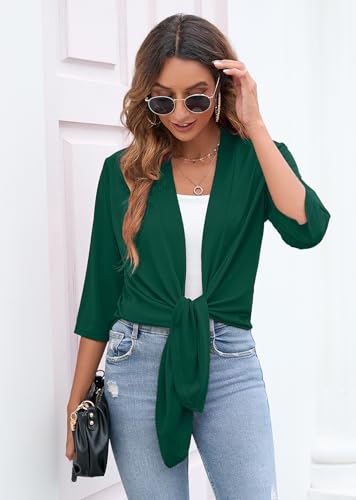 Image of Heymoments Women's Lightweight Open Front Cardigans 3 /4 Sleeve Casual Soft Drape Fall Cardigan S-2XL