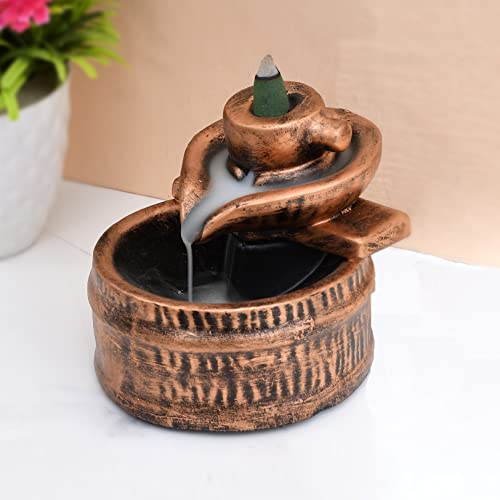 Image of CRAFTAM Polyresin Smoke Backflow Fountain with 20 Free Backflow Cones Showpiece Figurine for Gift (SHIVLING Gold)