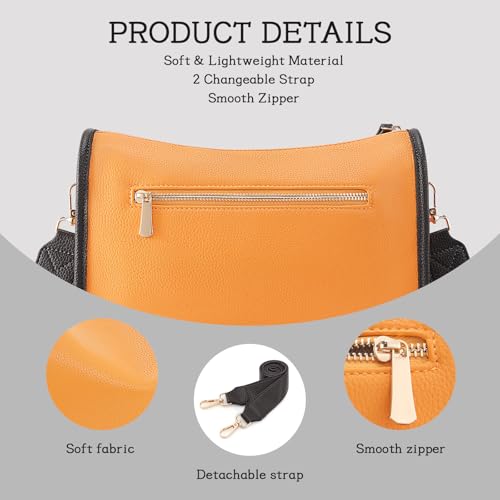 Image of HKCLUF Crossbody Bags Purses for Women Trendy,Vegan Leather Medium Crossbody Purse,Shoulder Bag with 2PCS Adjustable Strap