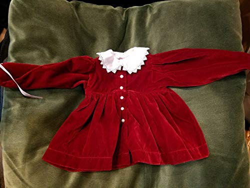 Kingdom Collectibles Vintage Burgandy Velvet Doll Dress, Victorian Purple/White,11" Tall