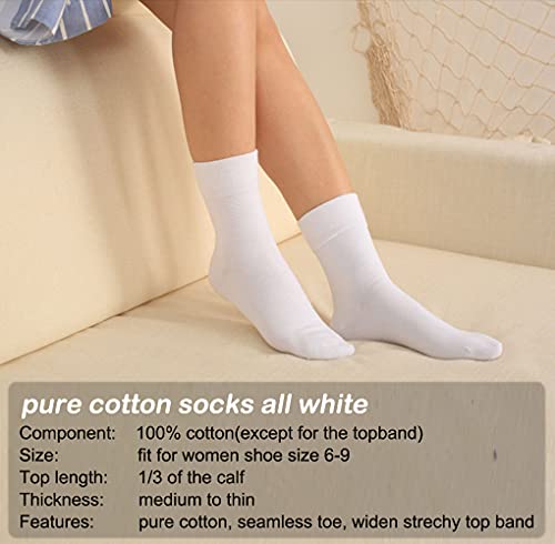 Ait fish Loose-Cuff Seamless 100% Soft Cotton Socks Women Above Ankle Crew Socks 7 Pairs2