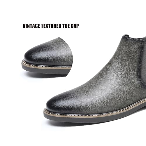 Men’s Retro Chunky Heel Chelseas Comfy Pointed Toe Slip On Low Heel Formal Business Booties for Everyday Wear Casual4