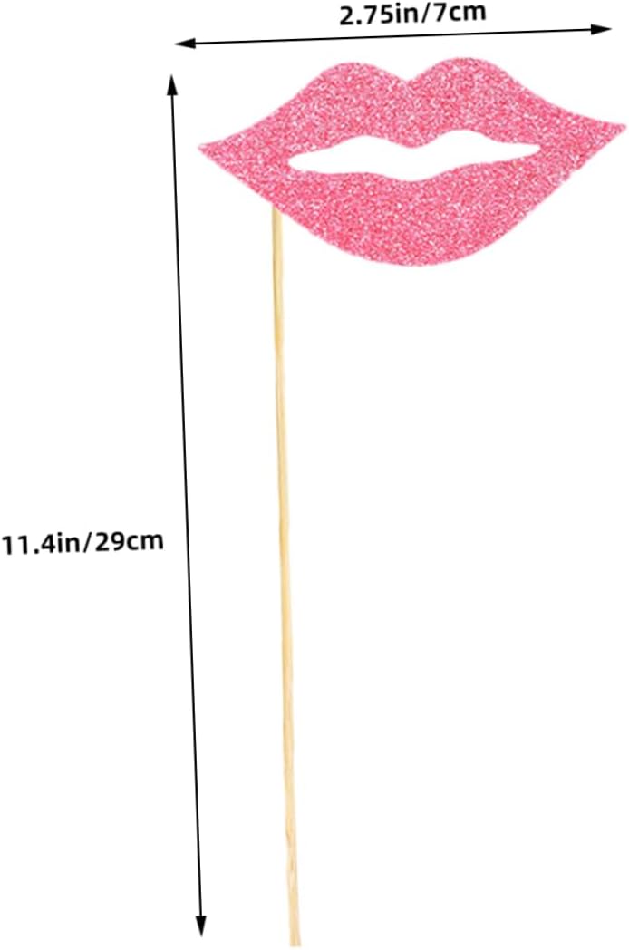 Luxshiny 60pcs Glitter Lips Photo Booth Props for Weddings Birthdays Holidays Fun Lip Selfie Decorations with Sticks for Memorable Party Moments