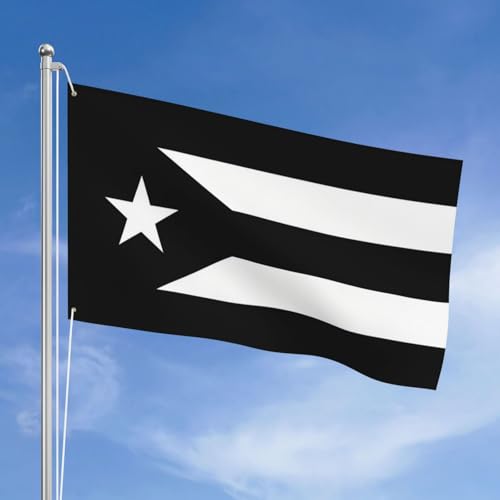 Black Puerto Rico Flag 3x5 Foot Puerto Rican National Flags with 2 Grommets for Indoor Outdoor Yard House Garden Décor