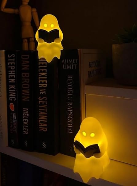 HOUSETREND KİTAP OKUYAN HAYALET Figürü 2’li Kullanım Masaüstü Dekoru hediye biblo figür Halloween Dekoratif