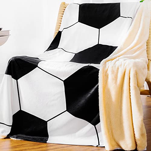 SKOLOO Soccer Überwurfdecke für Couch, warm, gemütlich, weich, flauschig, Überwurf, Decke für Teenager, Jungen, Männer, Fußballdecken für Wintergeschenke, 152.4 x 203.2 cm Cover
