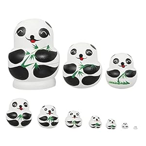 EXCEART Russian Nesting Doll Cartoon Panda Russische Houten Nestelen Poppen Matryoshka Stacking Hout Genest Set Voor…