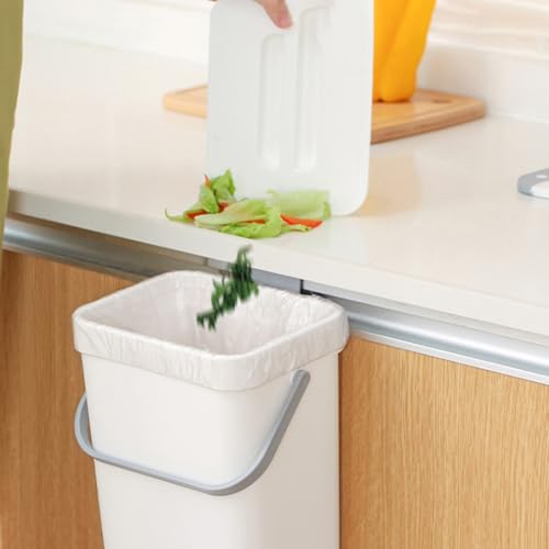 Caneca de basura de cocina colgante con tapa blanca miniatura 5