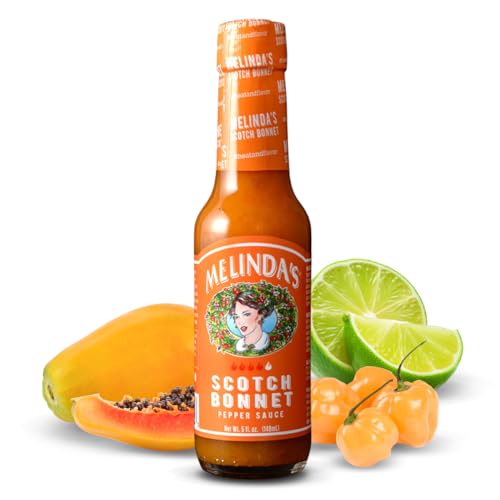 Melinda’s Scotch Bonnet Hot Sauce - Gourmet Scotch Bonnet Pepper Sauce - Made with Scotch Bonnet Peppers, Carrots, Papaya & Lime Juice - Keto, Vegan, Gluten Free Hot Sauce - 5oz, 1 Pack