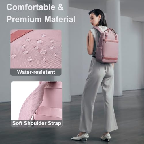 Image of Chantria Slim Backpack for Women Stylish 14-inch Laptop Bag 13L Multi-pocket Water-resistant Daypack with Top Handheld & Luggage Strap,Ladies Backpack for Office Casual College