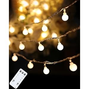 Globe String Lights 59 Ft 100 LED Christmas Lights Plug in with Remote Timer Connectable Twinkle Fairy Lights for Bedroom Wedding Patio Porch Indoor Outdoor Decor, Warm White (Globe)