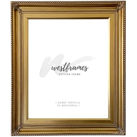 West Frames Gatsby Vintage Baroque Style Wood Wall Picture Frame 3.25" Wide (20" x 24" Empty Frame Only, No Plexiglass, Antique Gold Leaf) Cover