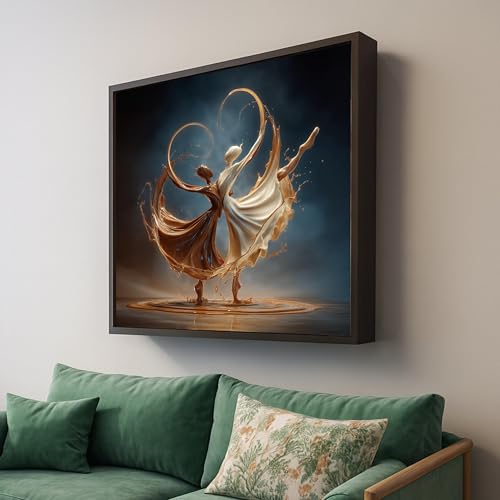 Tableau sur toile salon moderne abstrait en mouvement avec silhouette de danse romantique