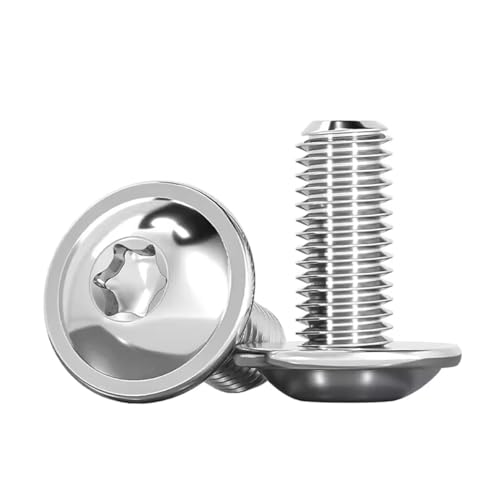 Drenky Lenskopschroef met flens M6 x 16 mm, 20 stuks lenskopschroeven roestvrij staal A2 V2A machine met flens, bouten M6 volledige schroefdraad metrisch