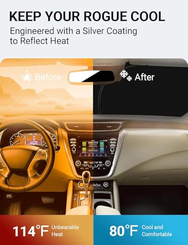 Image of Proadsy 2026 Upgrade Front Windshield Sun Shade Foldable Sun Visor Protector Custom Sunshade Fit for 2014-2020 Nissan Rogue Accessories