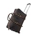 Kattee Luggage Rolling Duffel Bag Leather Trim Canvas Wheeled Carry-on Travel Bag 50L (Black)