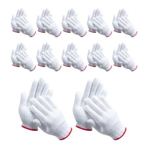 Guantes de trabajo en frío para hombre, 12 pares de nylon lavable para mecánica