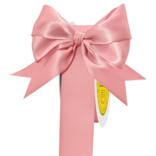 Image of Double Face Dusty Pink Satin Ribbon 1-1 /2 inch X 50 Yards Polyester Dusty Pink Ribbon for Gift Wrapping Very Suitable for Weddings Party Hair Bow Invitation Decorations and More