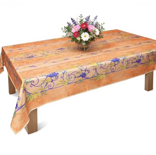 Promo Linge Nappe Provençale Rectangle Anti-Tâche 150x300cm Glycine Orange 100% Polyester