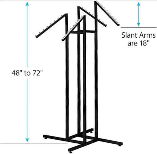 Image of LOCOMOTO 4-Way Clothes Rail Display Stand | Heavy Duty Metal Garment Rack with 15 kg Load Capacity | Free Standing Hanger Stand for Home, Retail Shop & Showroom Display (BLACK)