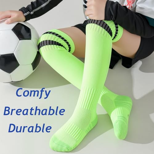 Kids Striped Knee High Soccer Socks - Cushioned Athletic Socks for Boys & Girls Football & Baseball3