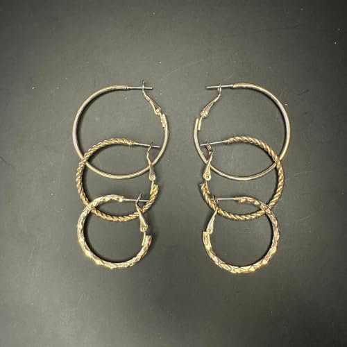 Kit 3 Brinco Feminino Argolas Douradas: Banhado A Ouro 18K Semijoia Premium MARCAMI