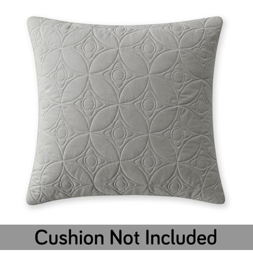 Image of HOKIPO 100% Leakproof Quilted Cushion Cover for Sofa 16x16 Inches, Set of 2, Serene Grey (AR-6280-LGRY*2)