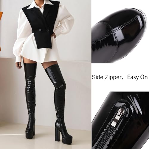 Roimaash Women's Over-the-knee Boots Thigh High Heels3