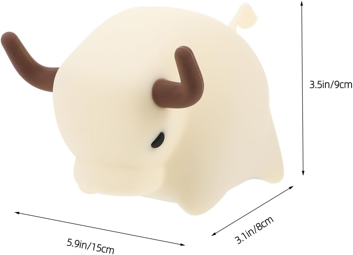Housoutil Cow Night Lamp Soft Silicone LED Light Rechargeable Cute Animal Night Light with USB Cable for Girls Boys Nursery Room Bedroom Decor