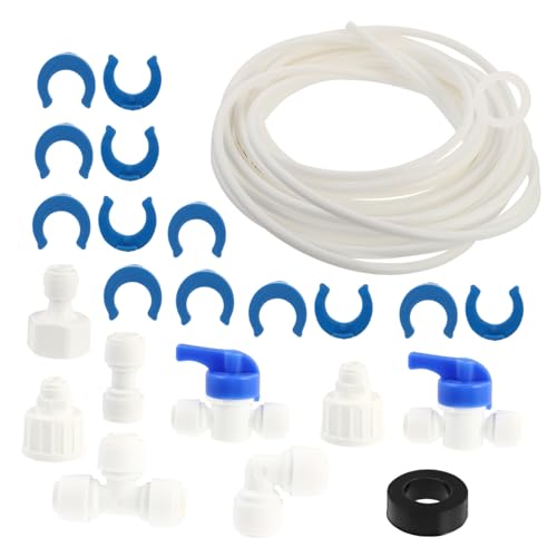 HIAKDOFT 1 juego Conector de Agua para Frigorífico y Filtro de Agua Kit para Instalación de Tuberías Incluye Tipos de Uniones para Dispensadores Humidificadores y Máquinas de Hielo