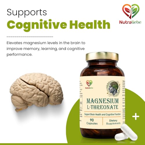 Image of Magnesium L-Threonate, 90 Capsules, Brain Health, Cognitive Support, Promotes Relaxation & Focus, High Absorption Formula