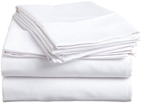 Victoria Bedding - Colección de ropa de cama 100 % de algodón ultra suave - elegante y cómodo, satén de 400 hilos, 100% algodón, Color blanco liso., Emperor 4 Piece Sheet Set