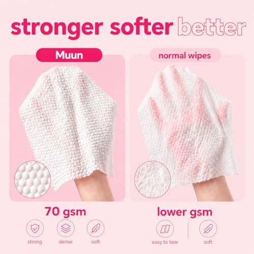 Image of Muun Deodorant Body Wipes for Odor, 20 Count 18x20 cm Aluminum-Free Individual Wrapped Travel-Friendly Hygiene Personal Cleansing Wet Wipes for Intimate, Butt, Body