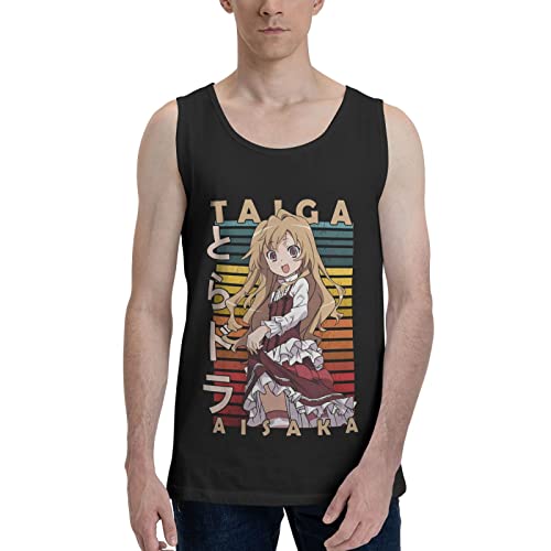 Anime Toradora Taiga Aisaka Tank Top Mens Casual Vest Summer Round Neck Sleeveless Clothes Black #TOP17