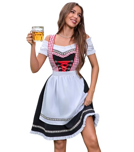 Abaowedding Oktoberfest Outfits Women 3Pcs Dirndl Dresses German Oktoberfest Bavarian Carnival Costume Cosplay Dress
