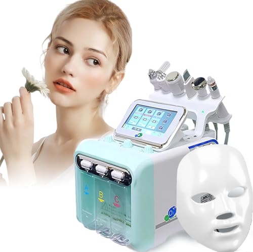 Hydrogen Oxygen Beauty Machine,7 In 1 Water Oxygen Hydra-facial Machine With Led Mask Facial Deep Cleansing Peeling Hydro Dermabrasion Jet Peel Small Bubble Device,Double Large Pumps Stronger Suction