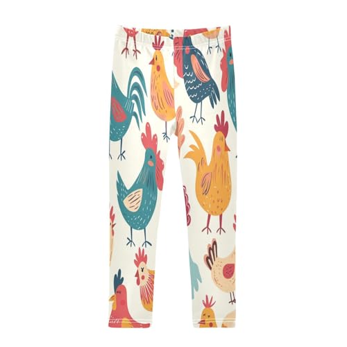 Bolaz Toddler Girls Leggings Printed Yoga Pants Leggings Colorful Chicken for Kids