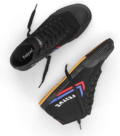 FEIYUE 1920 Mid-Top Canvas Martial Arts Shoes in black, showing the top and side.
