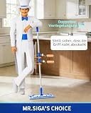 MR.SIGA Profi-Mikrofasermopp für Hartholz-, Laminat- und Fliesenböden, Edelstahl-Teleskopstiel...