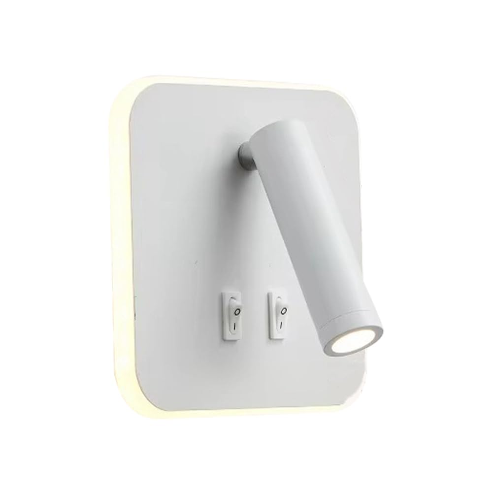 Lámpara de Lectura de Pared con Interruptor, Puerto USB, lámpara giratoria para mesita de Noche, Aplique de Dormitorio con Foco LED.