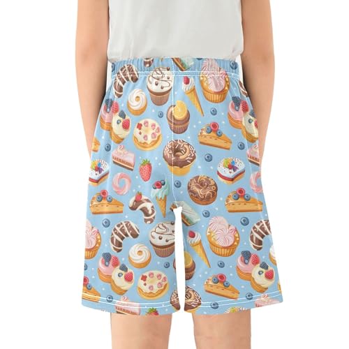 ALAZA Ice Cream Cake Donut Pajama Shorts Elastic Waist Casual Sleep Shorts with Pockets Size 6-142