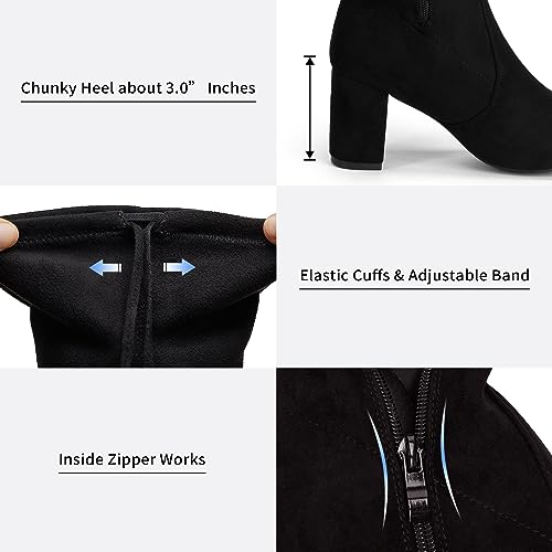 Vepose CJY992-BLACK-08 Women'S 992 Thigh High Over The Knee Boots, 3 Inch Inch Block Chunky Heel Fashion Boot thumb #3