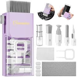 All-in-1 Keyboard Cleaner Laptop Cleaning Kit,Computer Screen-Safe Tools | MacBook iPad iPhone,Electronics Brush Tool for PC Camera Lens Earbuds,Deep Cleaning Spray Cloth, High-Density Soft Brush