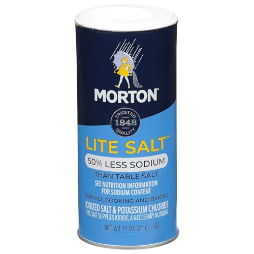 Morton Lite Salt, No Artificial Color, Low Sodium Salt for Cooking, Seasoning & Baking, 11 oz, Pack of 12