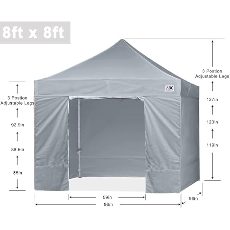 ABCCANOPY Easy Pop Up Canopy Tent with Sidewalls Commercial -Series, Gray
