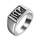 Hipunk Men Islam Muslim Allah God Ring - Stainless Steel Muslim Totem Ring for Arabic Islamic Prayer Allah Symbol Signet Band Ring Cool Ring for Men Boy, Religious Gift for Him SR0022G-9