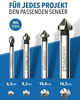 Kegelsenker Set 4-teilig HSS Senker Metall Holz Entgrater mit Box – Ansicht 2