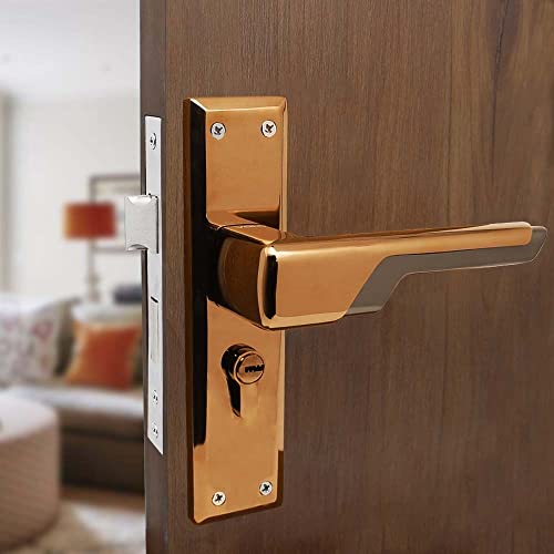 Image of Volo Luxury Series 8 inch Plate Mortise Door Lock | Bedroom Door Lock with Brass Cylinder and 8 inch Lock Body for Home /Hotels /Office with 3 Brass Computerised Keys (PVD Rose Gold)